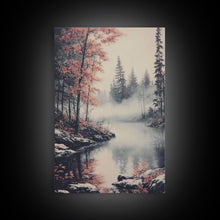 Carregar imagem no visualizador da galeria, Canvas Print of Serene Winter Landscape with Snow and Bare Trees, Winter Wall Art, Moody Landscape, Gift Idea, Minimalist Seasonal Decor