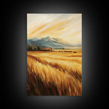 Load image into Gallery viewer, Cowboys Riding into the Sunset Framed Canvas Print, Dramatic Landscape with Riders Open Sky, Perfect Western Wall Art Fall Rustic Home Decor