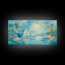 Carregar imagem no visualizador da galeria, Festive Boat Lighthouse Framed Canvas Print Christmas Nautical Holiday Art Beach Christmas Decor Best Gift Christmas Art Prints 2024