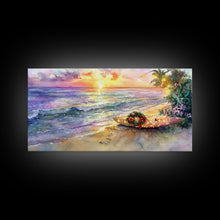 Cargar imagen en el visor de la galería, Christmas Surfboard Beach Decor Canvas Print | Tropical Coastal Christmas Art | Beach Christmas Wall Art | 2024 Holiday Decor | Gift Idea
