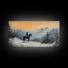 Carregar imagem no visualizador da galeria, Female cowboy in fall forest, Framed Canvas Print, captivating Western portrait in autumn scenery, art piece seasonal farmhouse rustic decor