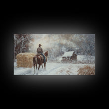 Carregar imagem no visualizador da galeria, Autumn-themed Framed Canvas Print of a cowgirl in a pumpkin patch surrounded by vibrant fall leaves, seasonal decor and cozy fall accents