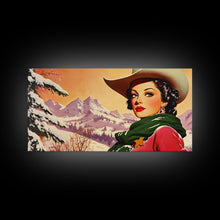 Carregar imagem no visualizador da galeria, Framed Canvas Print winter wonderland scene, snow-covered trees and a peaceful horizon, serene holiday wall art ideal rustic Christmas decor