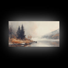 Load image into Gallery viewer, Fall On The River, Framed Canvas Print, Beautiful Watercolor Painting Of an Autumn Landscape, Ready To Hang Seasonal Decor