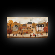 Carregar imagem no visualizador da galeria, Autumn Harvest Village Scene Framed Canvas Print - Cozy Fall Decor and Seasonal Wall Art with Country Charm and Autumn Ambiance