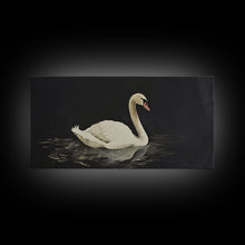 Load image into Gallery viewer, White Swan On A Black Lake, Victorian Style Vintage Art, Framed Canvas Print, Antique Art Reproduction, Traditional Wall Art