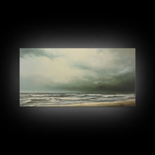 Load image into Gallery viewer, Beach Wall Art, Framed Canvas Print, Newport Beach Art, Beach House Decor, Drab and Moody / Subdued Wall Art, A Stormy Day