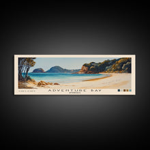 Carregar imagem no visualizador da galeria, Adventure Bay, Australia Watercolor Beach Print, Vacation Gift, Australia Wall Art, Framed Canvas Print, Framed Beach Painting