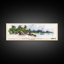 Load image into Gallery viewer, Anse Cocos, Seychelles Watercolor Beach Print, Vacation Gift, Seychelles Wall Art, Beach Painting, Beach Decor, Beach Painting