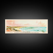 Load image into Gallery viewer, Aruba, autonomous country of the Kingdom of the Netherlands Watercolor Beach Print, Vacation Gift, autonomous country of the Kingdom of the Netherlands Wall Art, Framed Canvas Print, Framed Beach Painting