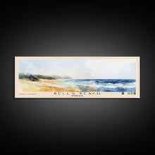 Load image into Gallery viewer, Bells Beach, Australia Watercolor Beach Print, Vacation Gift, Australia Wall Art, Framed Canvas Print, Framed Beach Painting