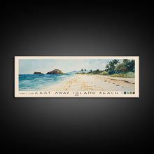 Load image into Gallery viewer, Cast Away Island Beach, Fiji Watercolor Print, Vacation Gift, Fiji Wall Art, Beach Painting, Beach Decor, Large Wall Art, Wood Frame Art