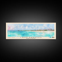 Cargar imagen en el visor de la galería, Cayo Paraiso, Dominican Republic Watercolor Beach Print, Vacation Gift, Dominican Republic Wall Art, Framed Canvas Print, Framed Beach Painting
