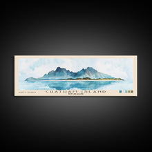 Load image into Gallery viewer, Chatham Island, New Zealand Watercolor Print, Vacation Gift, New Zealand Wall Art, Beach Painting, Beach Decor, Large Wall Art, Wood Frame Art