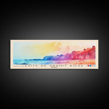 Cargar imagen en el visor de la galería, Côte de Granit Rose, France Watercolor Beach Print, Vacation Gift, France Wall Art, Framed Canvas Print, Framed Beach Painting