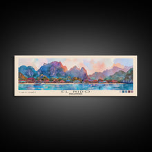 Load image into Gallery viewer, El Nido, Philippines Watercolor Beach Print, Vacation Gift, Philippines Wall Art, Framed Canvas Print, Framed Beach Painting