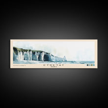 Load image into Gallery viewer, Étretat, France Watercolor Print, Vacation Gift, France Wall Art, Beach Painting, Beach Decor, Large Wall Art, Wood Frame Art