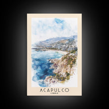 Load image into Gallery viewer, Acapulco, Chile Watercolor Beach Print, Vacation Gift, Chile Wall Art, Beach Painting, Beach Decor, Beach Painting