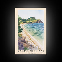 Load image into Gallery viewer, Achmelvich Bay, Scotland Watercolor Print, Vacation Gift, Scotland Wall Art, Beach Painting, Beach Decor, Large Wall Art, Wood Frame Art