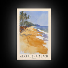 Load image into Gallery viewer, Alappuzha Beach, India Watercolor Print, Vacation Gift, India Wall Art, Beach Painting, Beach Decor, Large Wall Art, Wood Frame Art