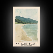 Load image into Gallery viewer, An Bang Beach, Hoi An, Vietnam Watercolor Beach Print, Vacation Gift, Hoi An, Vietnam Wall Art, Framed Canvas Print, Framed Beach Painting