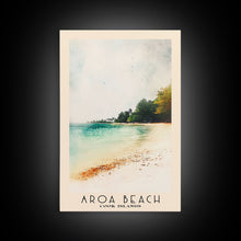 Load image into Gallery viewer, Aroa Beach, Cook Islands Watercolor Print, Vacation Gift, Cook Islands Wall Art, Beach Painting, Beach Decor, Large Wall Art, Wood Frame Art