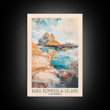 Load image into Gallery viewer, Barú Peninsula-Island, Colombia Watercolor Beach Print, Vacation Gift, Colombia Wall Art, Beach Painting, Beach Decor, Beach Painting