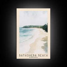 Load image into Gallery viewer, Bathsheba Beach, Barbados Watercolor Print, Vacation Gift, Barbados Wall Art, Beach Painting, Beach Decor, Large Wall Art, Wood Frame Art