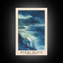 Load image into Gallery viewer, Bečići Beach, Montenegro Watercolor Print, Vacation Gift, Montenegro Wall Art, Beach Painting, Beach Decor, Large Wall Art, Wood Frame Art