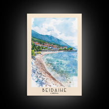 Load image into Gallery viewer, Beidaihe, China Watercolor Beach Print, Vacation Gift, China Wall Art, Framed Canvas Print, Framed Beach Painting