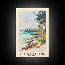 Carregar imagem no visualizador da galeria, Bintan Island, Indonesia Watercolor Beach Print, Vacation Gift, Indonesia Wall Art, Framed Canvas Print, Framed Beach Painting