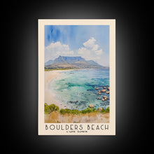 Load image into Gallery viewer, Boulders Beach, Cape Town Watercolor Beach Print, Vacation Gift, Cape Town Wall Art, Beach Painting, Beach Decor, Beach Painting