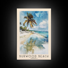 Carregar imagem no visualizador da galeria, Burwood Beach, Jamaica Watercolor Beach Print, Vacation Gift, Jamaica Wall Art, Framed Canvas Print, Framed Beach Painting