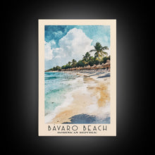 Load image into Gallery viewer, Bávaro Beach, Dominican Republic Watercolor Beach Print, Vacation Gift, Dominican Republic Wall Art, Framed Canvas Print, Framed Beach Painting