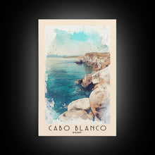 Load image into Gallery viewer, Cabo Blanco, Peru Watercolor Beach Print, Vacation Gift, Peru Wall Art, Beach Painting, Beach Decor, Beach Painting