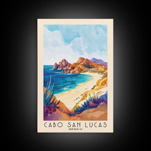 Load image into Gallery viewer, Cabo San Lucas, Mexico Watercolor Print, Vacation Gift, Mexico Wall Art, Beach Painting, Beach Decor, Large Wall Art, Wood Frame Art