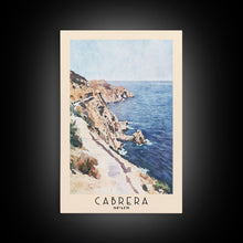Carregar imagem no visualizador da galeria, Cabrera, Spain Watercolor Beach Print, Vacation Gift, Spain Wall Art, Framed Canvas Print, Framed Beach Painting