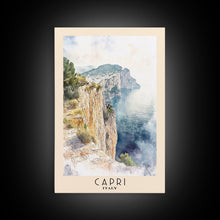 Load image into Gallery viewer, Capri, Italy Watercolor Beach Print, Vacation Gift, Italy Wall Art, Beach Painting, Beach Decor, Beach Painting