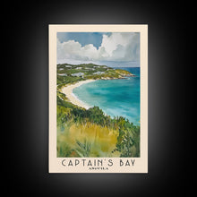 Load image into Gallery viewer, Captain's Bay, Anguila Watercolor Print, Vacation Gift, Anguila Wall Art, Beach Painting, Beach Decor, Large Wall Art, Wood Frame Art