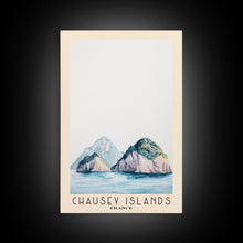 Cargar imagen en el visor de la galería, Chausey Islands, France Watercolor Beach Print, Vacation Gift, France Wall Art, Framed Canvas Print, Framed Beach Painting