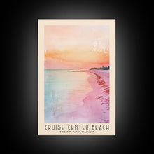 Load image into Gallery viewer, Cruise Center Beach, Turks and Caicos Watercolor Print, Vacation Gift, Turks and Caicos Wall Art, Beach Painting, Beach Decor, Large Wall Art, Wood Frame Art