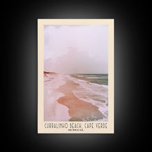 Load image into Gallery viewer, Curralinho Beach, Cape Verde, Senegal Watercolor Print, Vacation Gift, Senegal Wall Art, Beach Painting, Beach Decor, Large Wall Art, Wood Frame Art