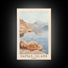 Load image into Gallery viewer, Damas Island, Chile Watercolor Beach Print, Vacation Gift, Chile Wall Art, Framed Canvas Print, Framed Beach Painting