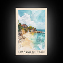 Load image into Gallery viewer, Dunn’s River Falls Beach, Jamaica Watercolor Print, Vacation Gift, Jamaica Wall Art, Beach Painting, Beach Decor, Large Wall Art, Wood Frame Art