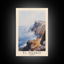 Load image into Gallery viewer, El Hierro, Spain Watercolor Beach Print, Vacation Gift, Spain Wall Art, Beach Painting, Beach Decor, Beach Painting