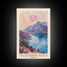 Load image into Gallery viewer, Falassarna Beach, Greece Watercolor Print, Vacation Gift, Greece Wall Art, Beach Painting, Beach Decor, Large Wall Art, Wood Frame Art