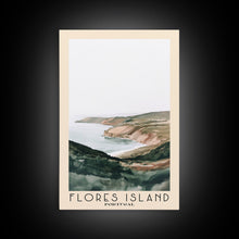 Load image into Gallery viewer, Flores Island, Portugal Watercolor Beach Print, Vacation Gift, Portugal Wall Art, Framed Canvas Print, Framed Beach Painting