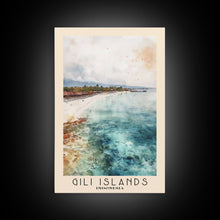 Load image into Gallery viewer, Gili Islands, Indonesia Watercolor Beach Print, Vacation Gift, Indonesia Wall Art, Beach Painting, Beach Decor, Beach Painting