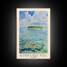 Load image into Gallery viewer, Glover’s Reef Atoll, Belize Watercolor Beach Print, Vacation Gift, Belize Wall Art, Beach Painting, Beach Decor, Beach Painting