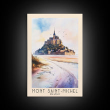 Load image into Gallery viewer, Mont Saint-Michel, France Watercolor Beach Print, Vacation Gift, France Wall Art, Beach Painting, Beach Decor, Beach Painting